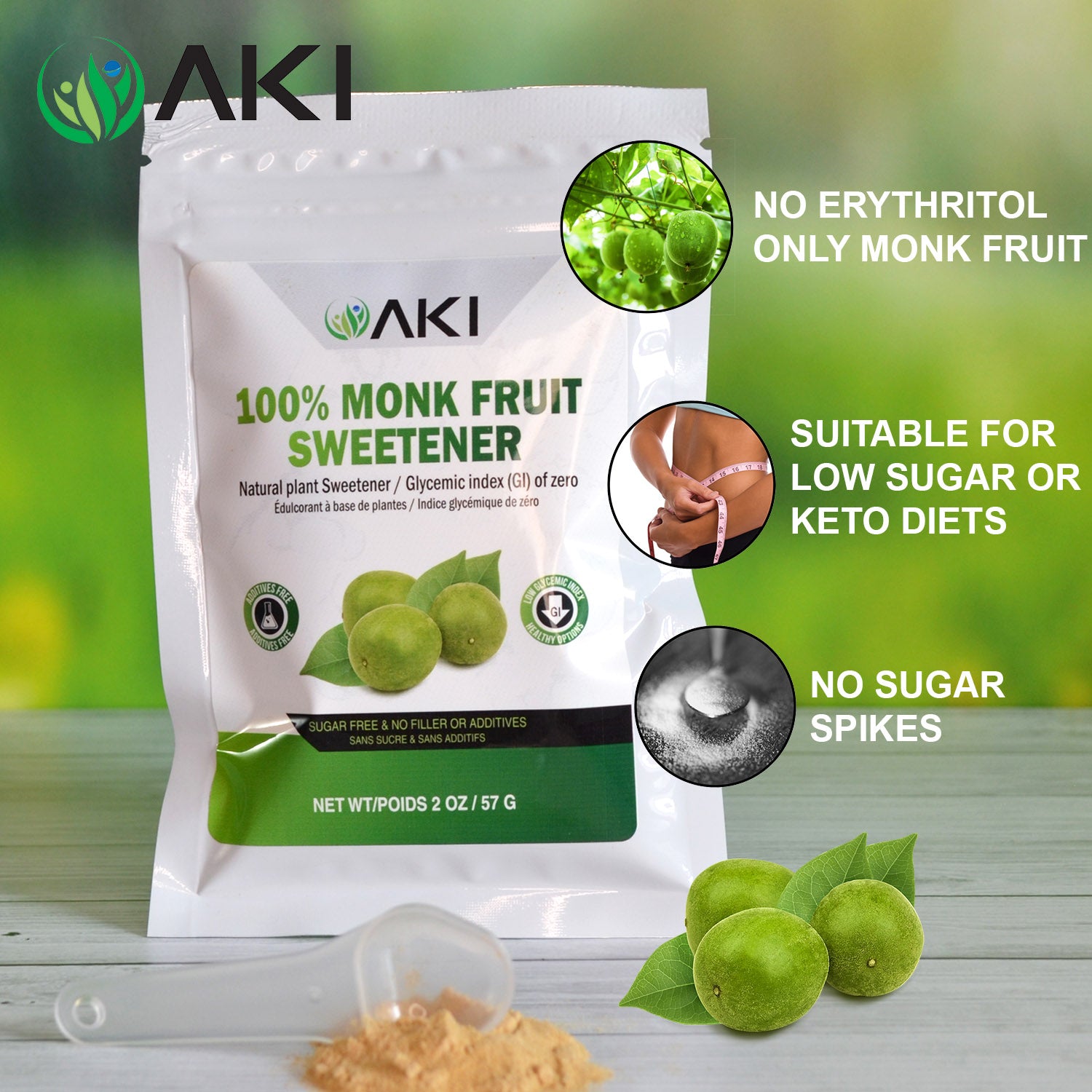 100% Pure Monk Fruit Natural (2 oz / 57 g) | Sweetener Alternatives