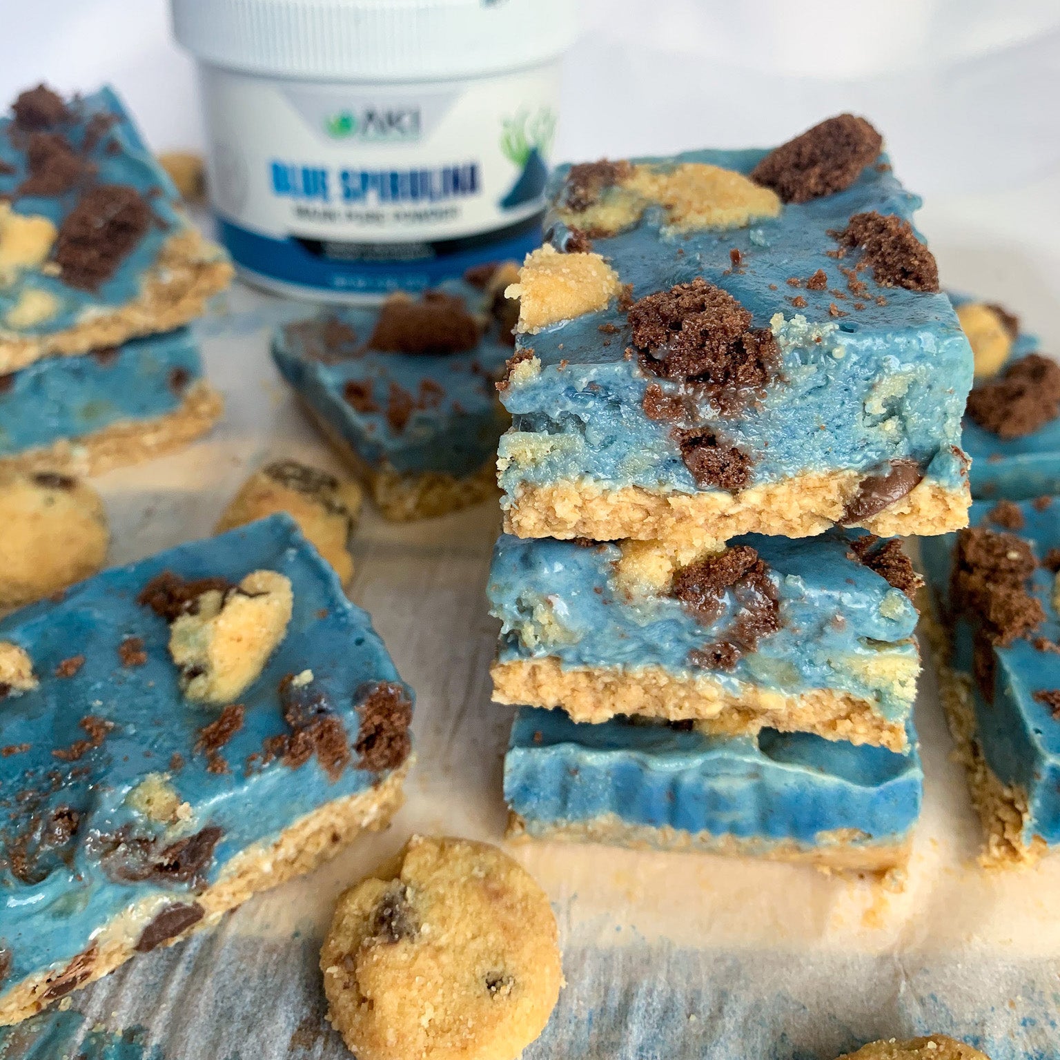 Blue Spirulina Cookie Monster Freezer Fudge