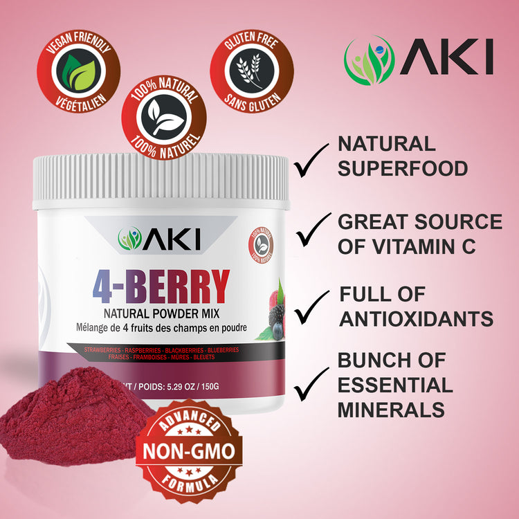Aki Organic 4-Berry Organic Powder Mix 5.20 oz / 150 g