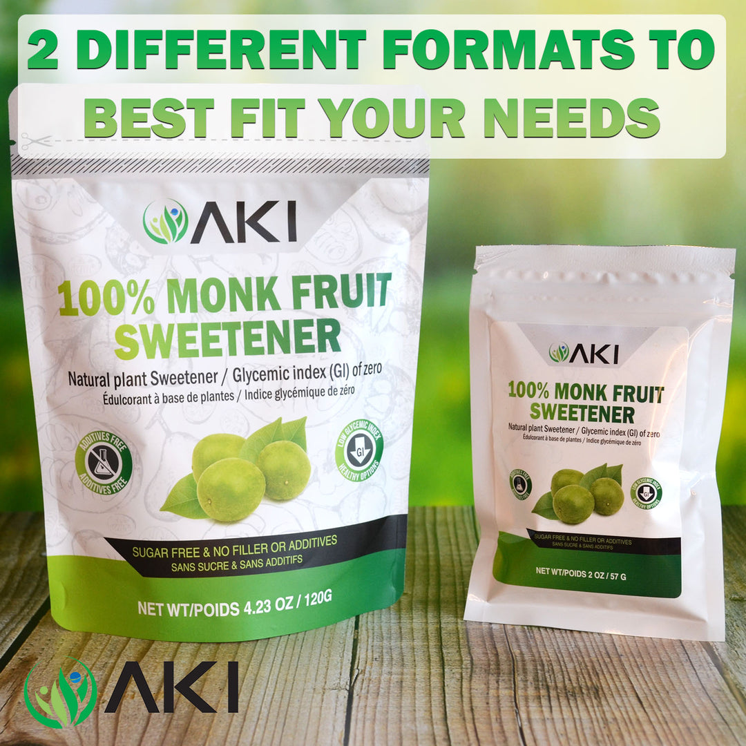 Aki Monk Fruit (2 oz / 57Gr) Sugar Free Sweetener Powder, Not A Granulated But Powdered Brown Raw | Aroma of Sweetness for Blended Beverages