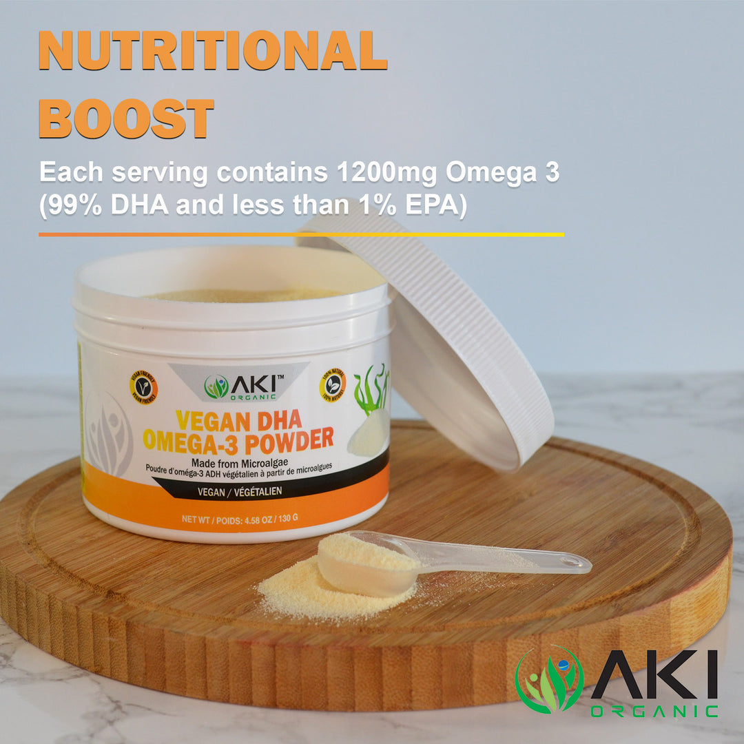 Aki Organic Omega 3 Algae DHA Powder 4.58 Oz / 130gr
