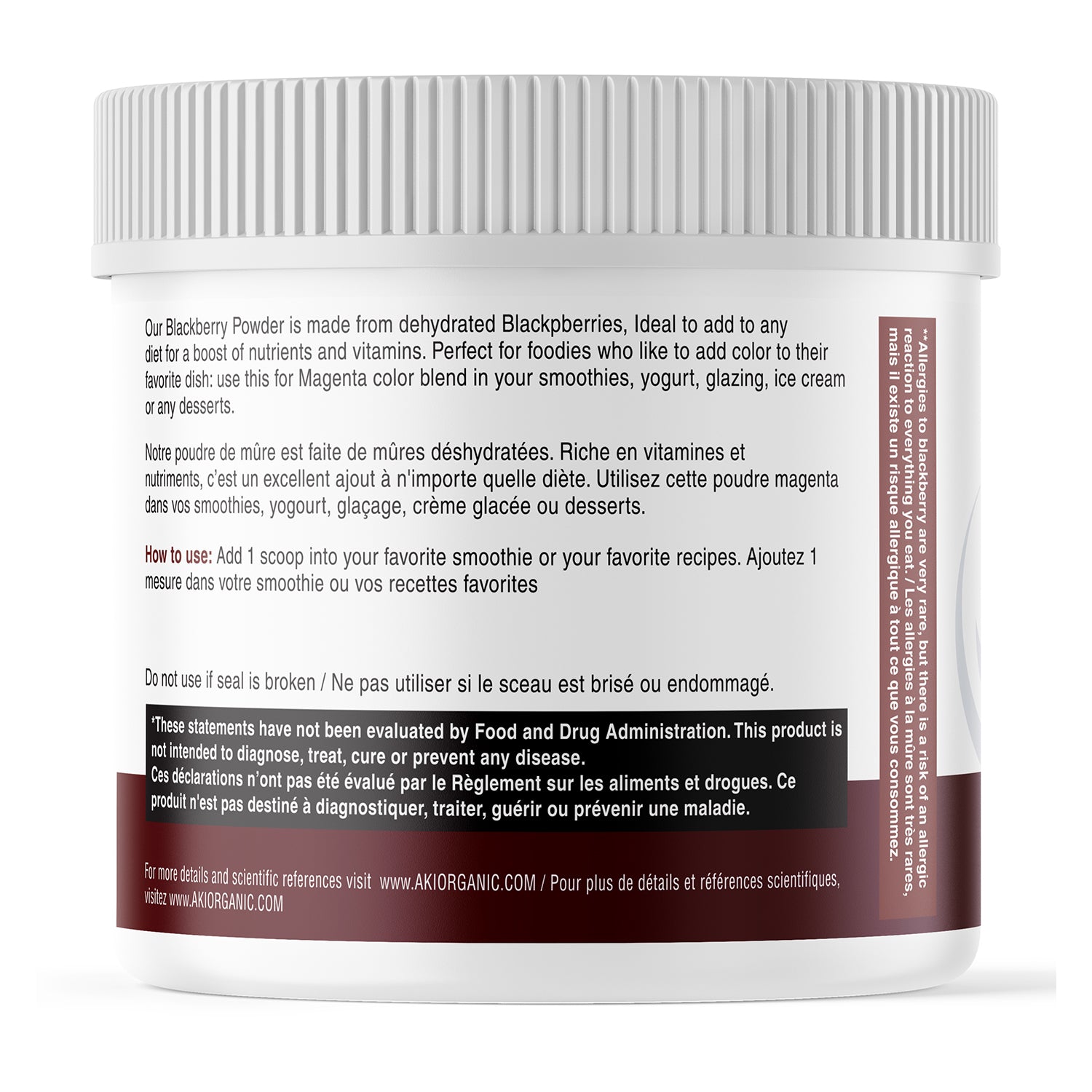 Aki Organic Blackberry Organic Powder Mix 5.20Oz /150 g