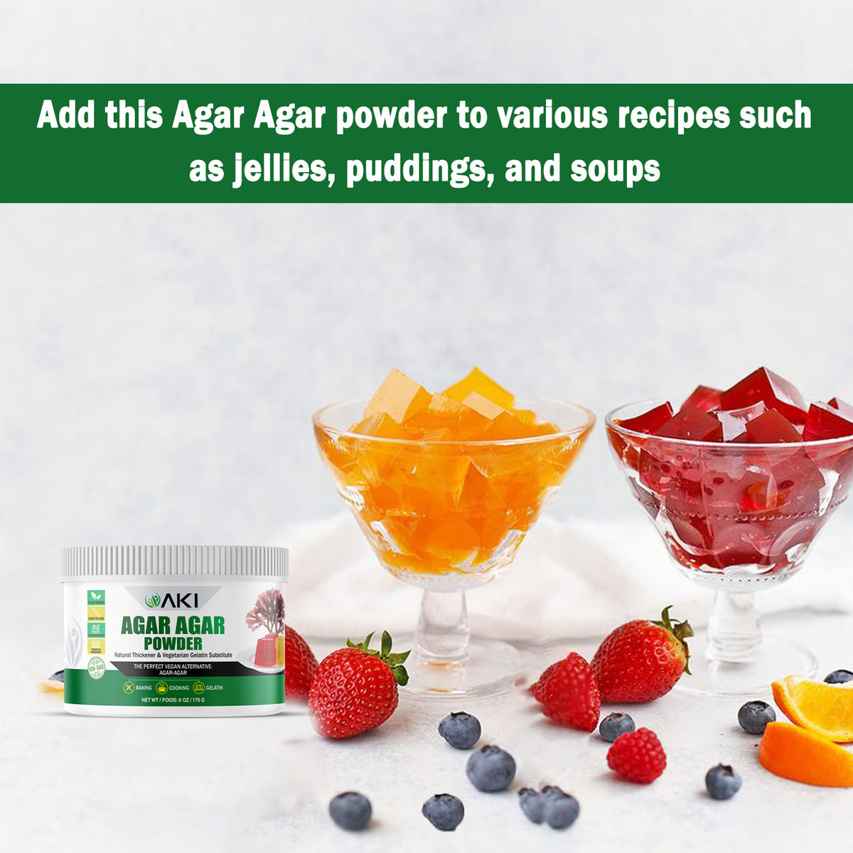 Agar Agar Powder - The Perfect Plant-Based Gelatin Alternative – Aki ...