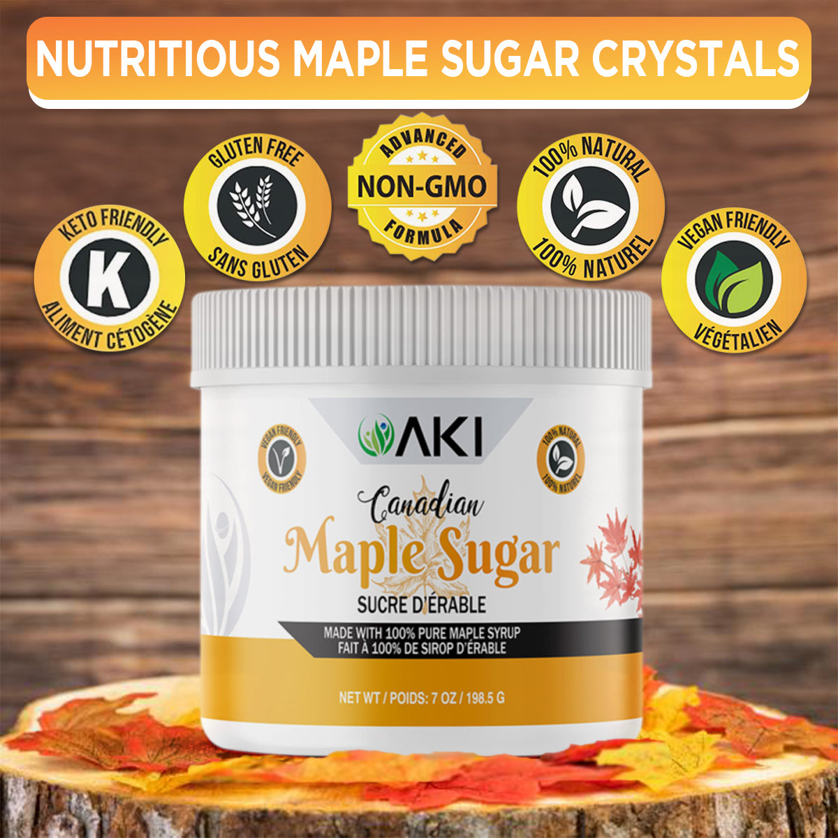Canadian Natural Maple Sugar Granulated (7 Oz/ 198.5 g) NEW RELEASE